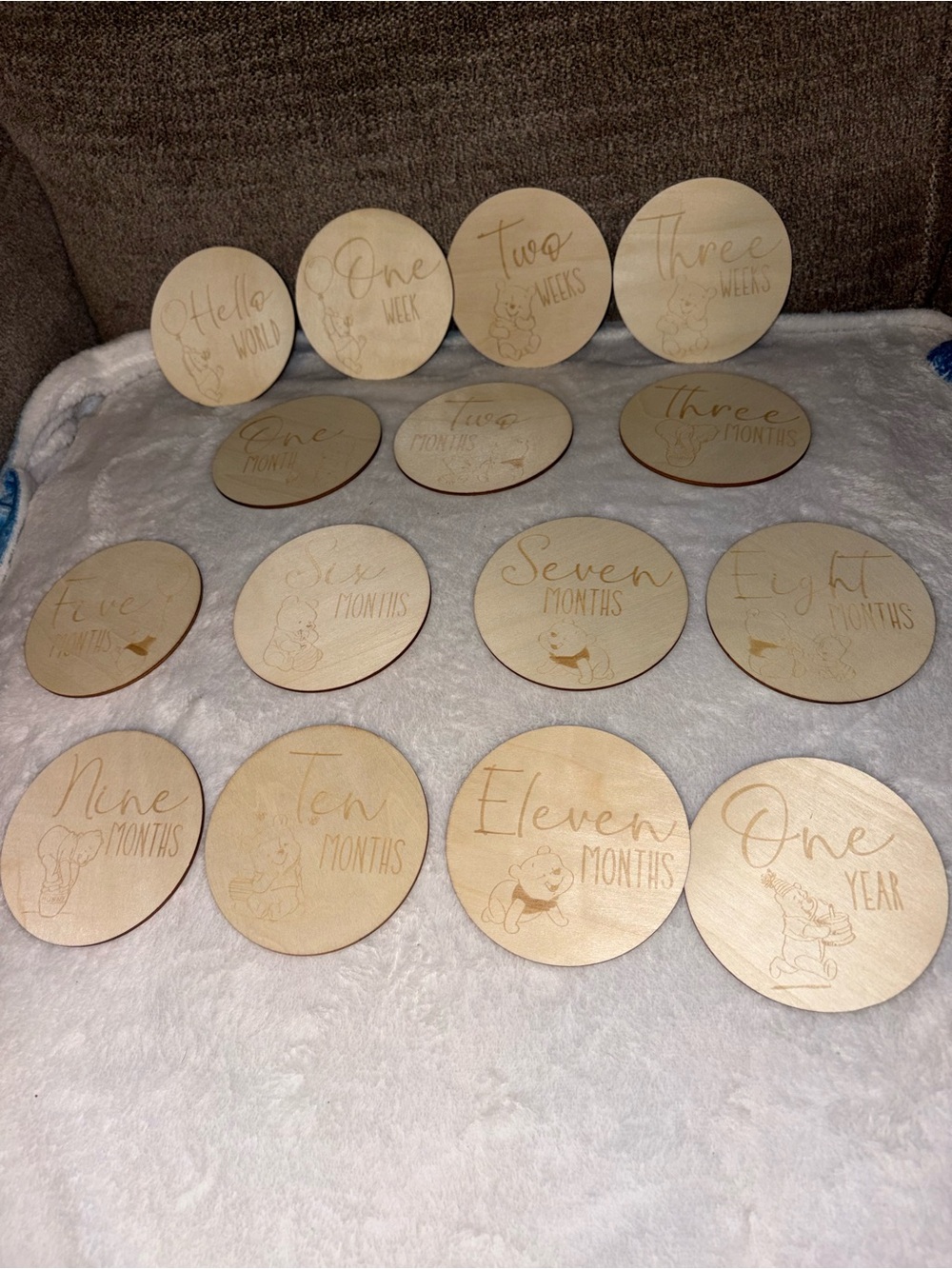 Wooden Baby Milestone Discs - Natural Month & Year Markers